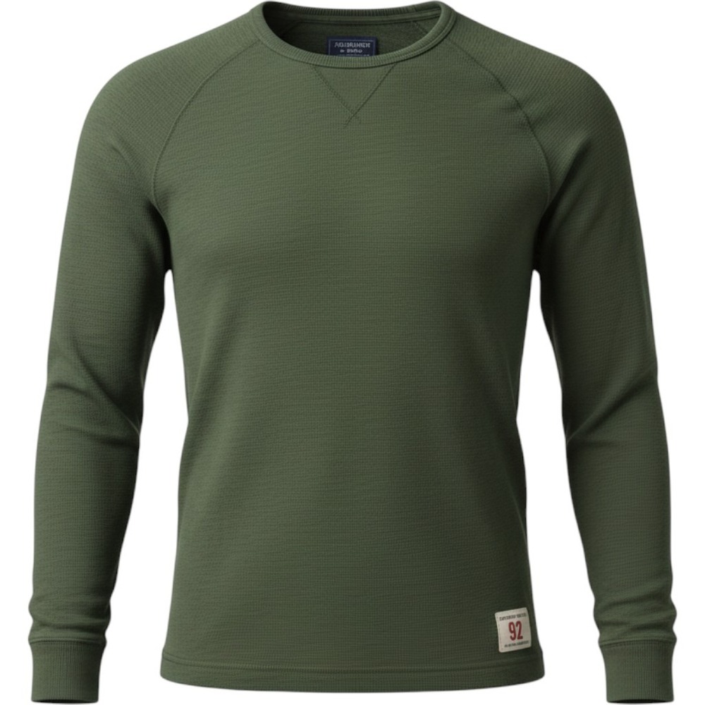 Abercrombie & Fitch Olive Green Thermal Waffle Knit Long Sleeve Shirt Medium Y2K